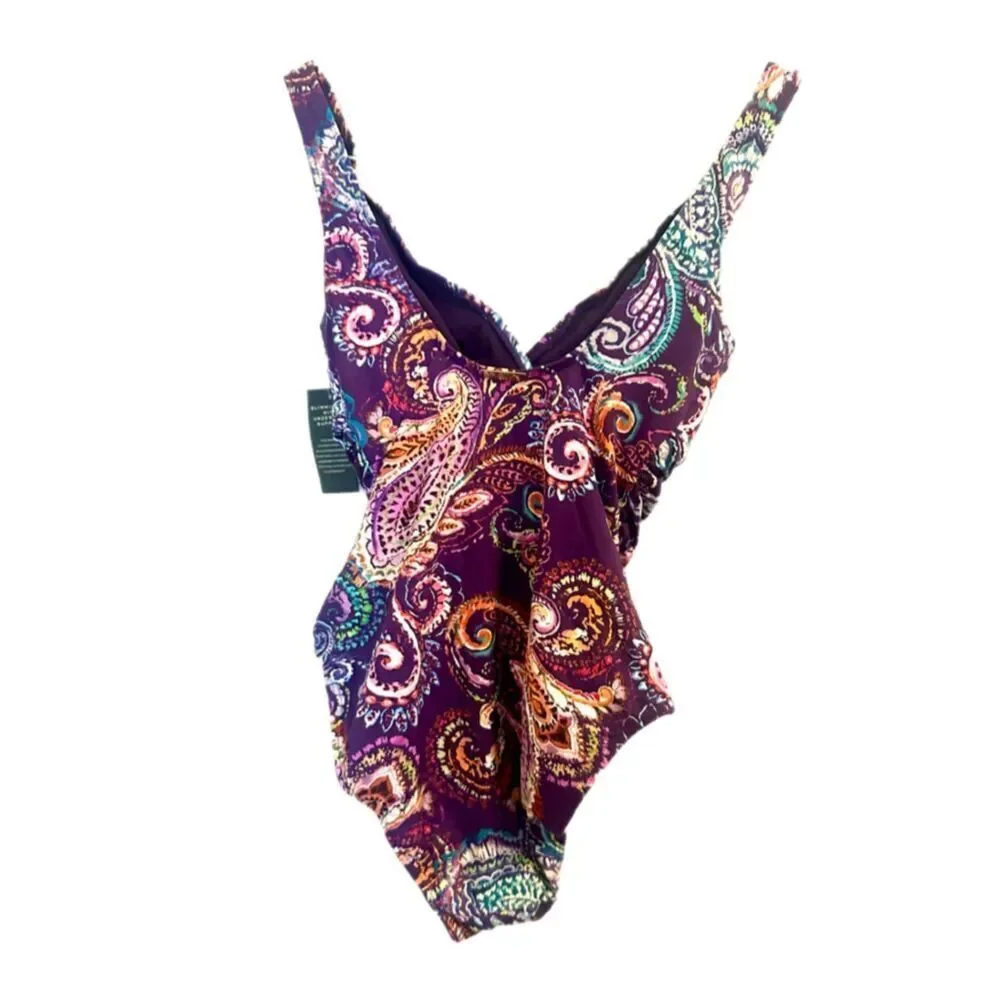 NWT Lauren Ralph Lauren Captiva Paisley One-Piece swimsuit. Size 2